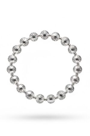 Engraved Silver Bead Bracelet