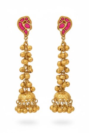 Mudra ghungroo jhumka earring(pink)