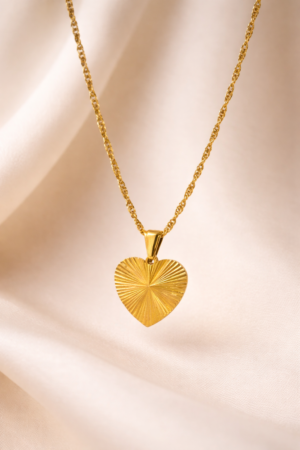 Serena Textured Heart Pendant Necklace