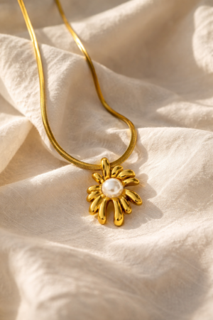 Kaira Pearl and Gold Pendant Necklace