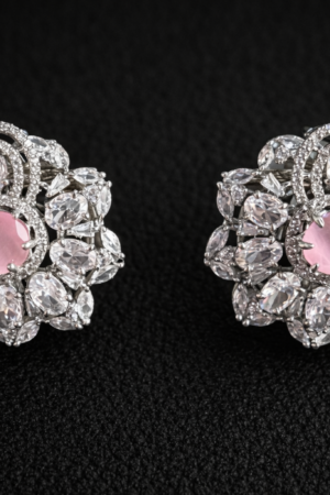 Jenna Pink Stone Studs AD Earrings