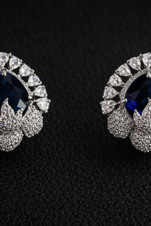Tenza Blue Sapphire Studs AD Earrings