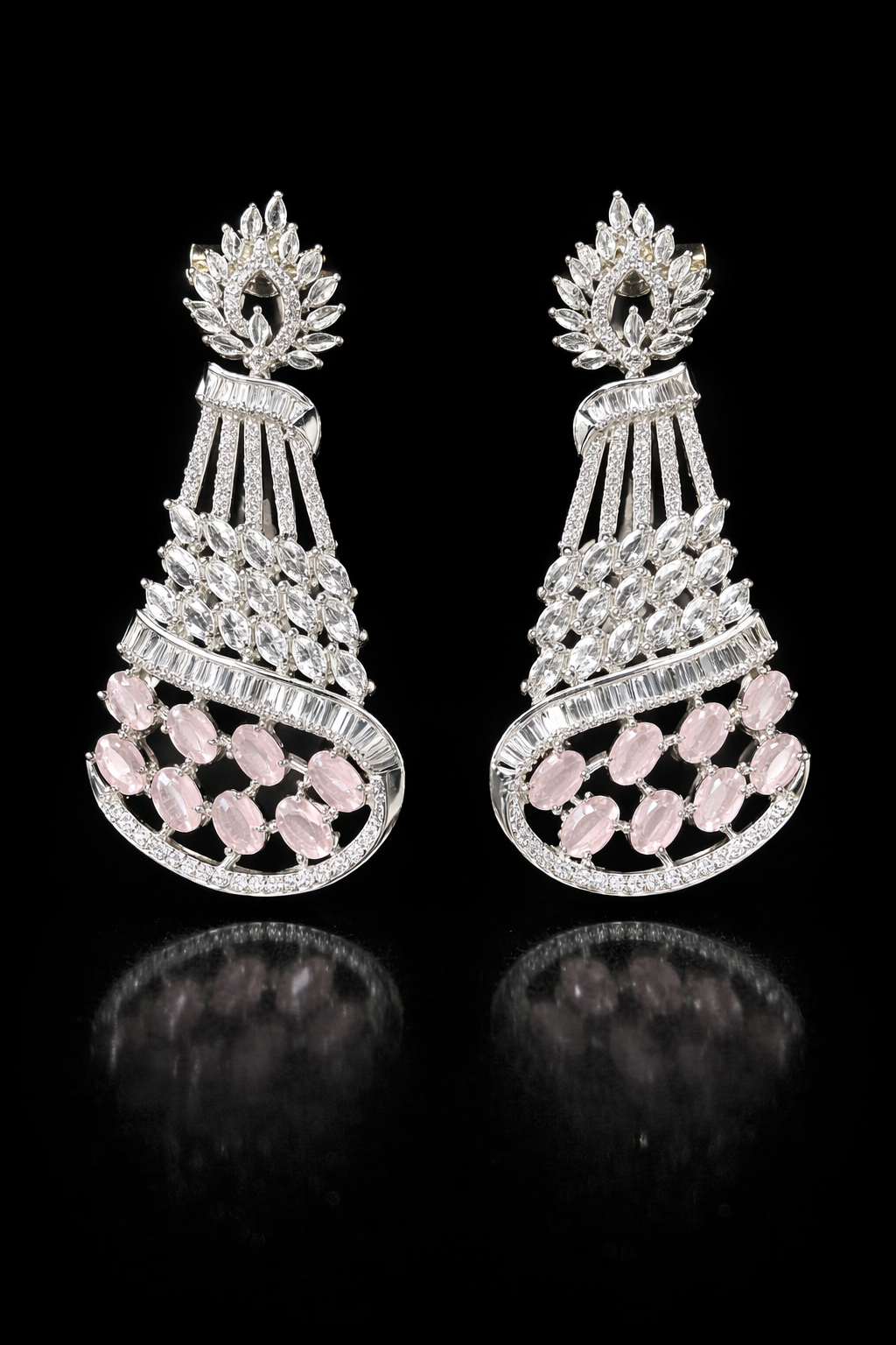 Denzi AD Earrings with Pink Stone