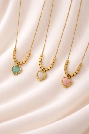 Coloured Heart Pendant Necklace